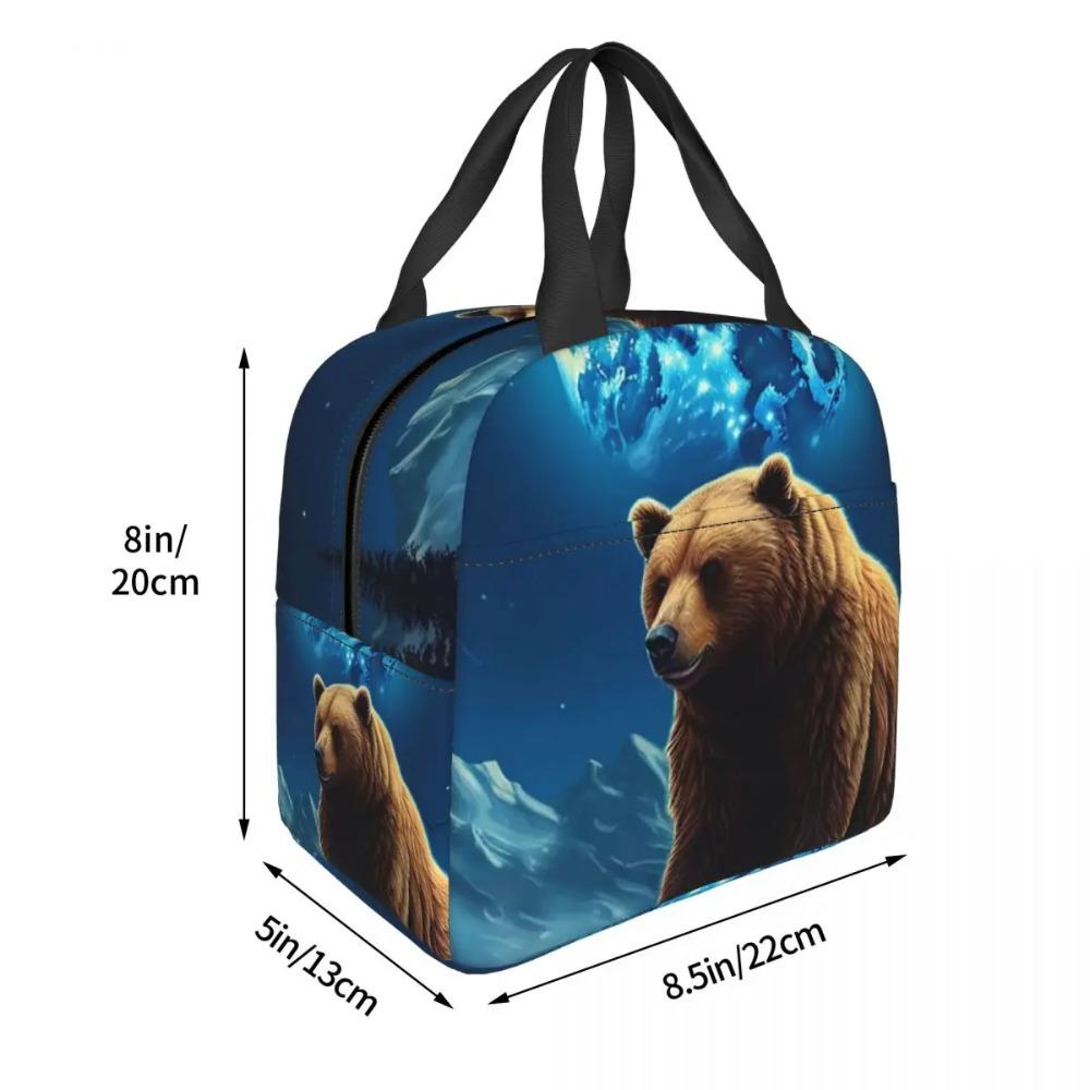 Bear Looks Up At The Starry Sky Insulated Lunch Bag for Women Children Portable Food Boxes Thermal Lunch Box Tote