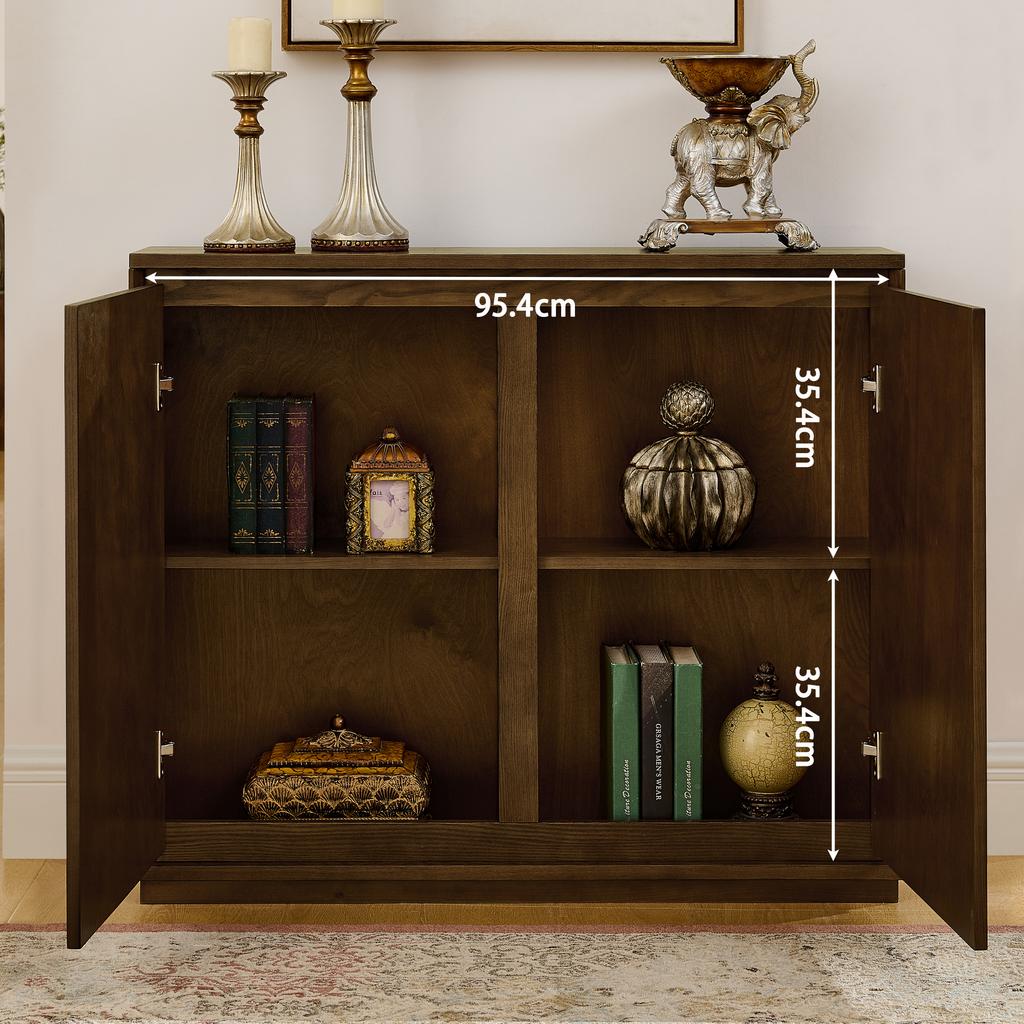 V-Shaped Storage Cabinet in Mid-Century Modern Style, Sideboard, Narrow Accent Cabinet for Living Room, Hallway, Kitchen and Coffee Bar, brown