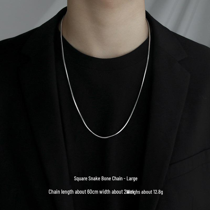 Квадратная цепочка-змейка из титановой стали: Унисекс Легкая Роскошь, Высококлассная Ключичная Цепочка