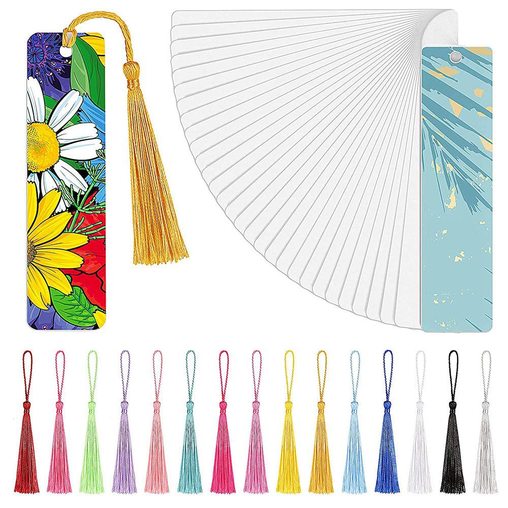 Sublimation Blank Metal Bookmarks with Colorful Tassels for DIY Heat Transfer Patterns