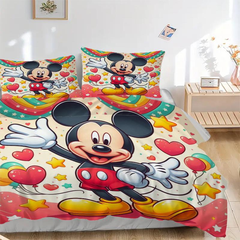 3Pcs Colorful Mickey Celebration Bedding Sets For All Sizes New 3D Printed Bed Cover Comforter Duvet Cover Pillowcase Bedroom Decoration