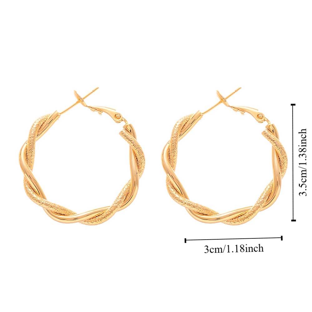 Темпераментные женские металлические серьги, витые геометрические серьги-пусеты в форме круга, для свадебной вечеринки