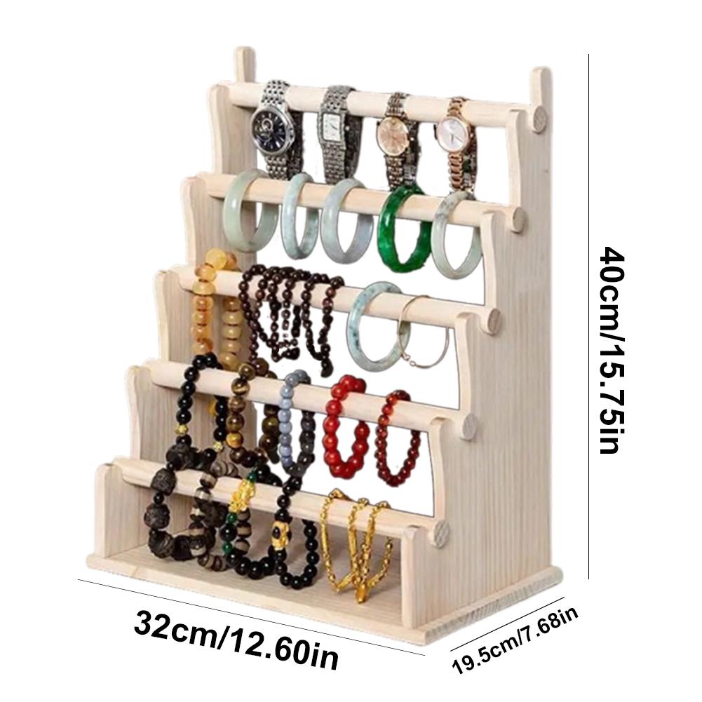 Wood Bracelet Holder Bracelet Display Stand Multi Layer Bangle Scrunchie Organizer for Watch Bracelet Scrunchie