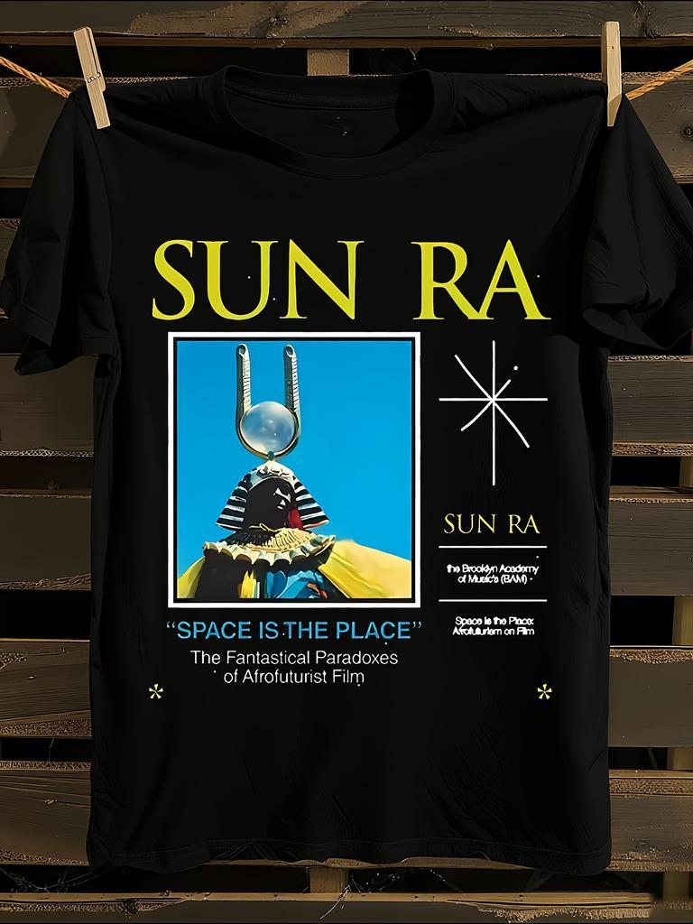 s Sun Ra "Space is the Place" T-Shirt Mens Tshirt Womens Tshirts with Letters Print Short Sleeves T-Shirt Casual Street Tee Shirt Top