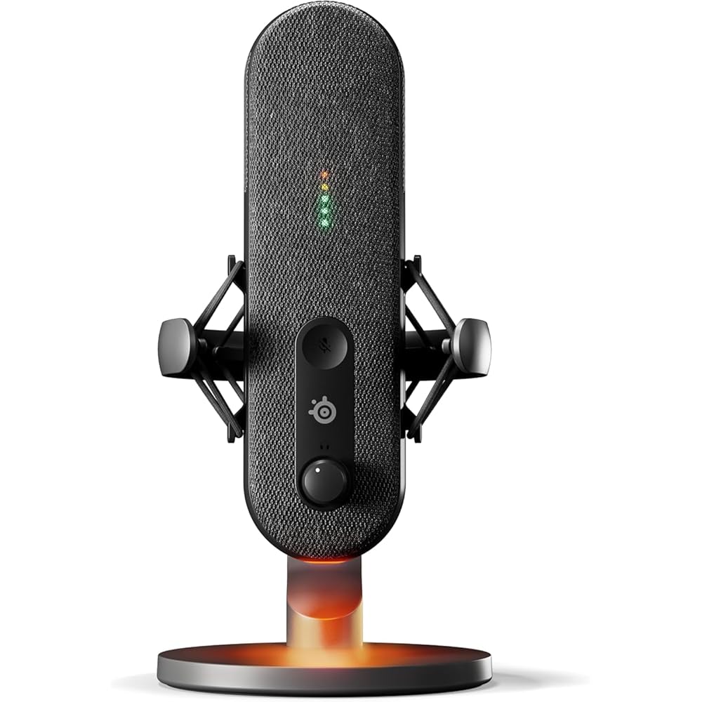 USB-микрофон SteelSeries Alias для ПК PS5/PS4 с ИИ-шумоподавлением, светодиодным мониторингом, кардиоидной диаграммой направленности