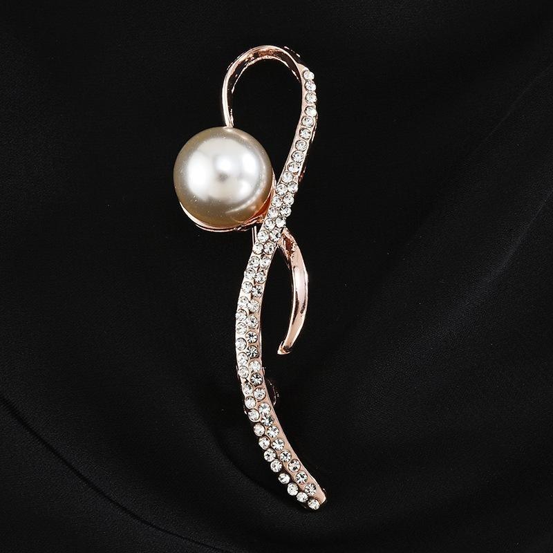 Brooch High-End Niche Silk Scarf Buckle Alloy Diamond Coat Pearl Corsage Pin Accessories