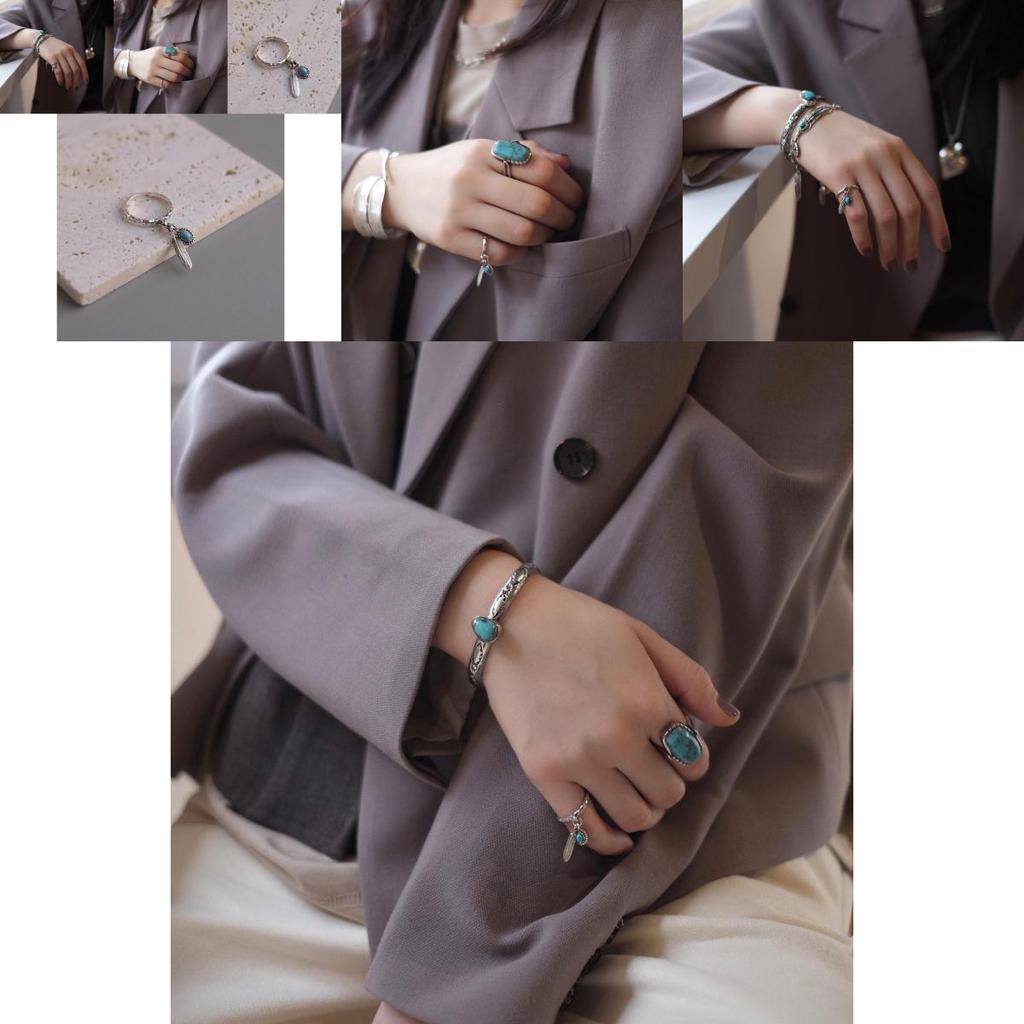 Stylish Geometric Open Adjustable Copper Ring For Women With Vintage Hawk Feather Design