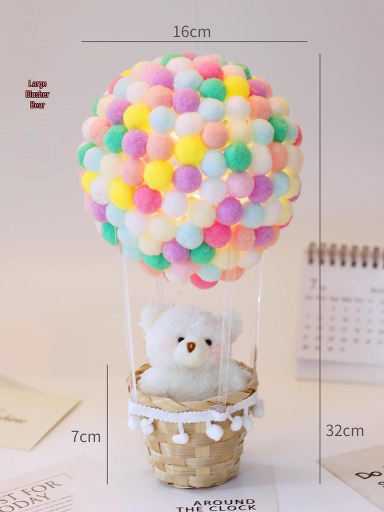 Набор для поделок «Ночник-воздушный шар из помпонов» - Занятие для родителей и детей с разноцветными плюшевыми шариками