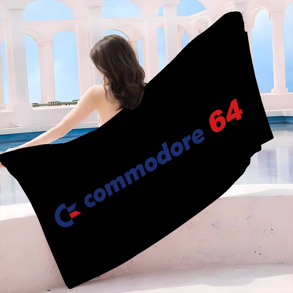 Логотип Commodore 64 Микрофибровое одеяло Быстросохнущие пляжные полотенца Большой размер Печать Супервпитывающее Полотенце-одеяло для бассейна