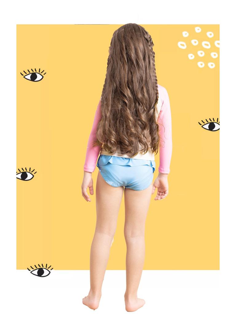 Комплект купальника с длинным рукавом для девочек «Радуга» - Защита от солнца, Лето 2025