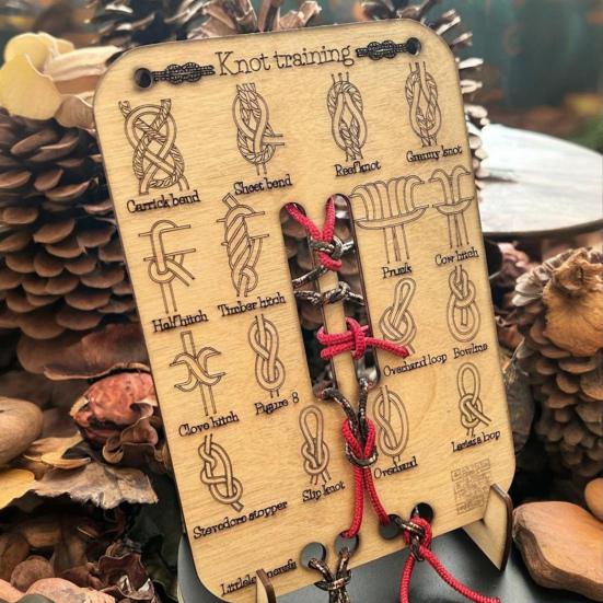Доска для обучения вязанию узлов, 16 узлов, деревянная доска для начинающих, рифы, квадратные узлы, практическое обучение, подарок любителям кемпинга на открытом воздухе