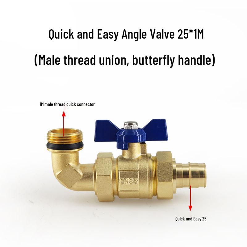 Quick Install 2-Way Splitter Valve: Straight-Angle Ball Valve for PEXA, QE-Compatible