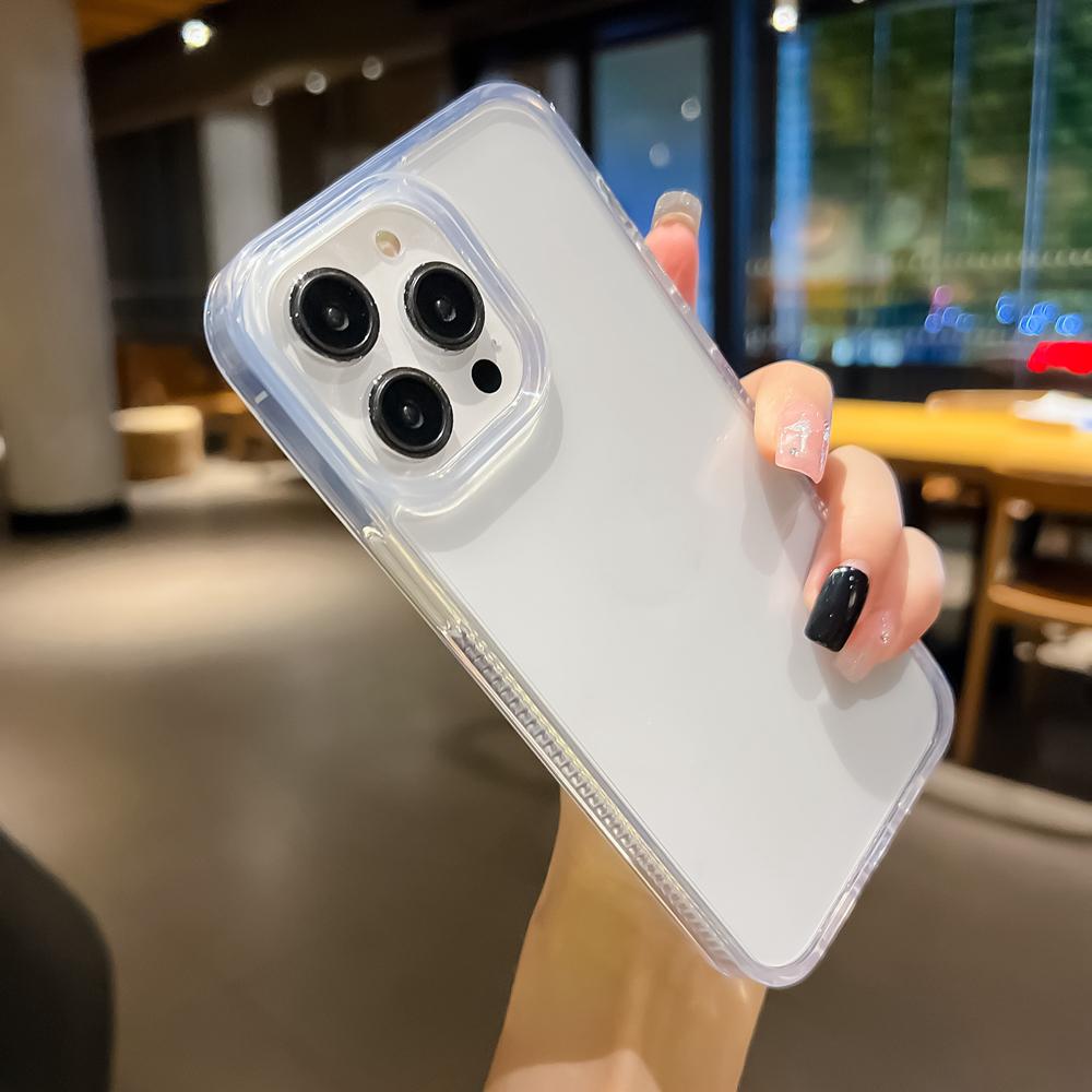 KEYSION Transparent Case for iPhone 16 Pro Max 15Plus TPU+PC Anti-slip HD Clear Shockproof Phone Cover for iPhone 15 Pro 16 Plus