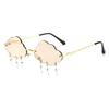 Fashion Rimless Cloud Shaped Sunglasses with Lightning Pendant Y2K Women's Luxury Sun Glasses Shades UV400 Brand Designer SG28