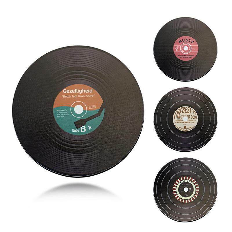 Подставка-салфетка из нержавеющей стали, модель ретро CD-виниловой пластинки, термоизоляция, противоскользящий коврик, подставка под кофейную чашку