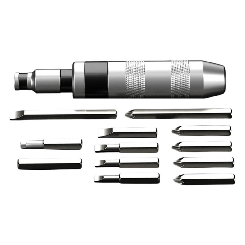 Professional Nonslip Grip Impact Screwdriver Set With 13 Interchangeable Bit For Stubborn Fastener Removal
