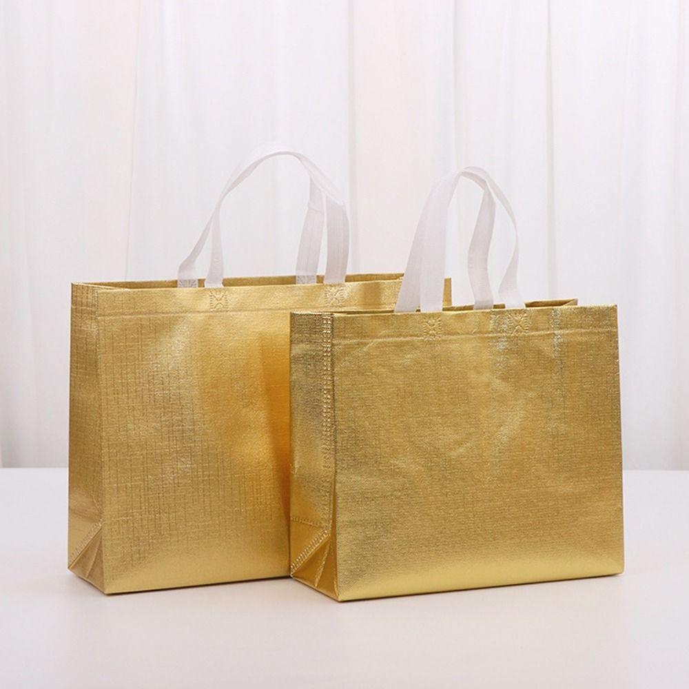 Reusable Non-woven Fabric Shopping Bag Solid Color Shopping Pouch Birthday Party