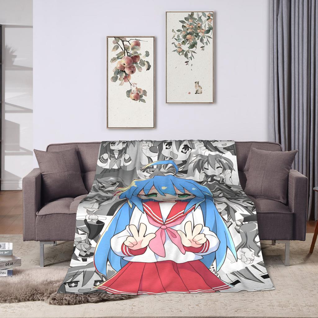 Konata izumi L-Lucky S-Star Plush Blanket Child  Flannel Throw Blanket For Outdoor Super Warm Design Quality Bedspread Gift