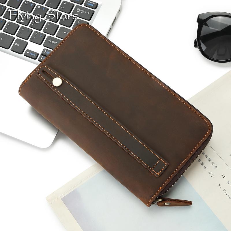 Мужской карманный кошелек из натуральной кожи Lg Wallet Бренд Дизайнерский Роскошный Деловая Сумка-фе Багет Ретро Кожа Crazy Horse Сумка