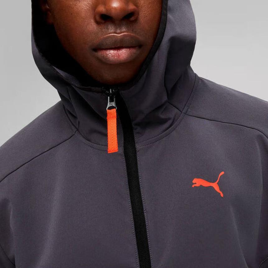 Puma Удобный кардиган с капюшоном и длинными рукавами на молнии с цветными блоками, верхняя одежда унисекс, цвет Galaxy-Gray 626178-69