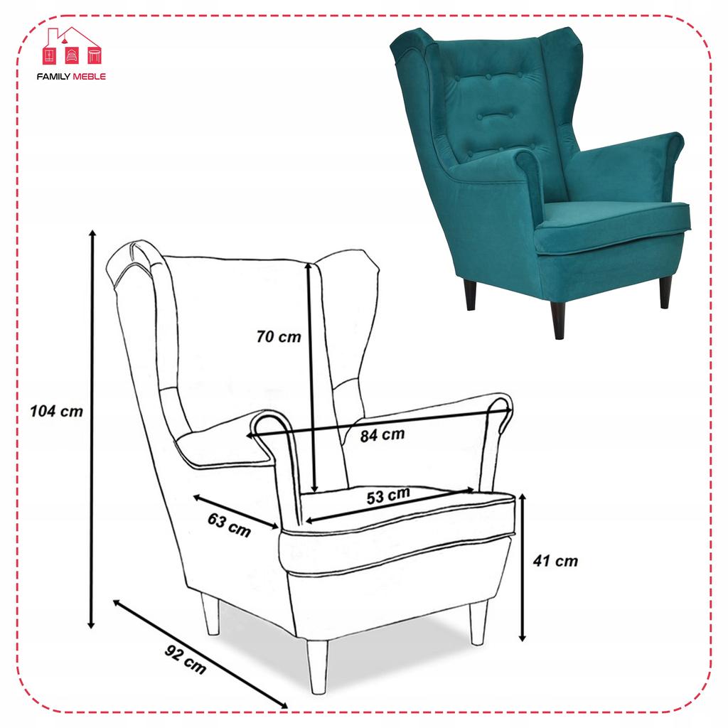 Diana Scandinavian Family Furniture Wing Chair Turquoise Dark Blue