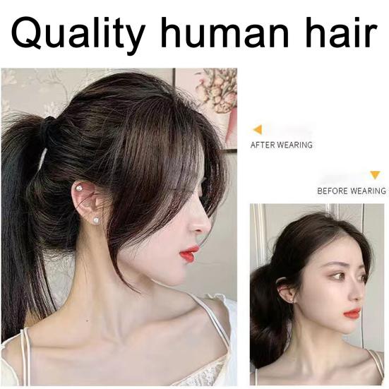 Women Clip-in Bangs Natural Wispy Side Bangs Forehead Hair Extensions Black Brown Girls Air Bangs Fringe Wig Hairpieces