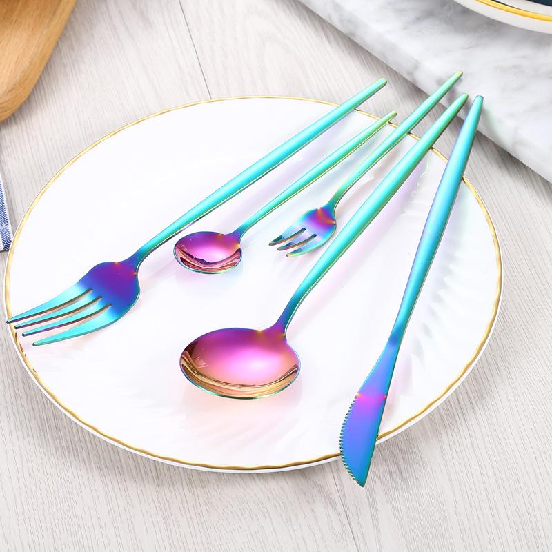 30 шт., набор столовых приборов черного золота, палочки для еды, нож, вилка, ложка, золотая нержавеющая сталь, корейский набор посуды, роскошный набор посуды
