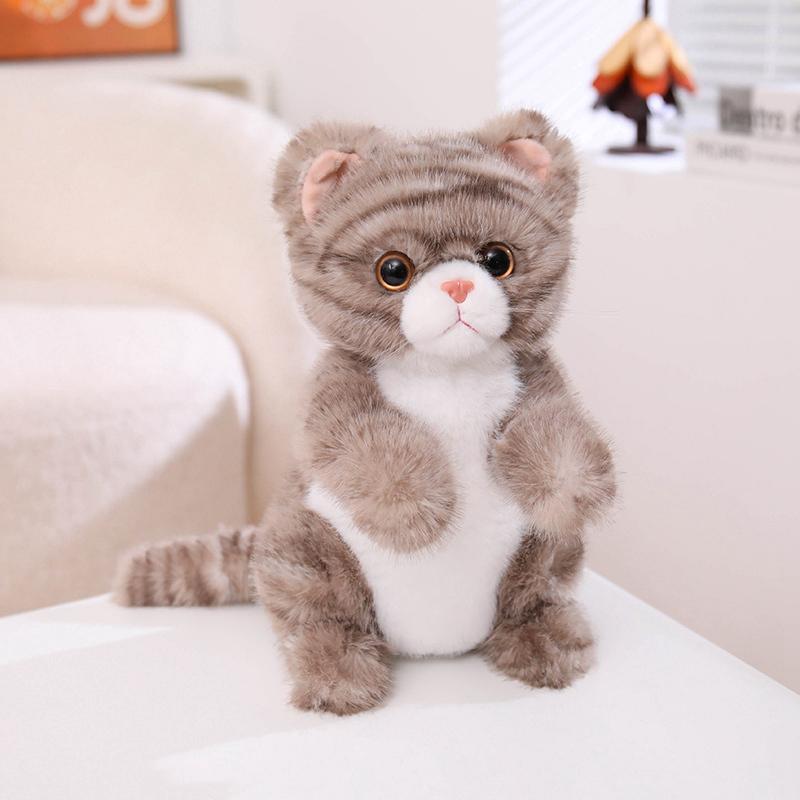 Simulation Standing British Shorthair Ragdoll Cat Plushies Soft Doll Pet Calico Cat Adorable Birthday Gift For Girl Boy