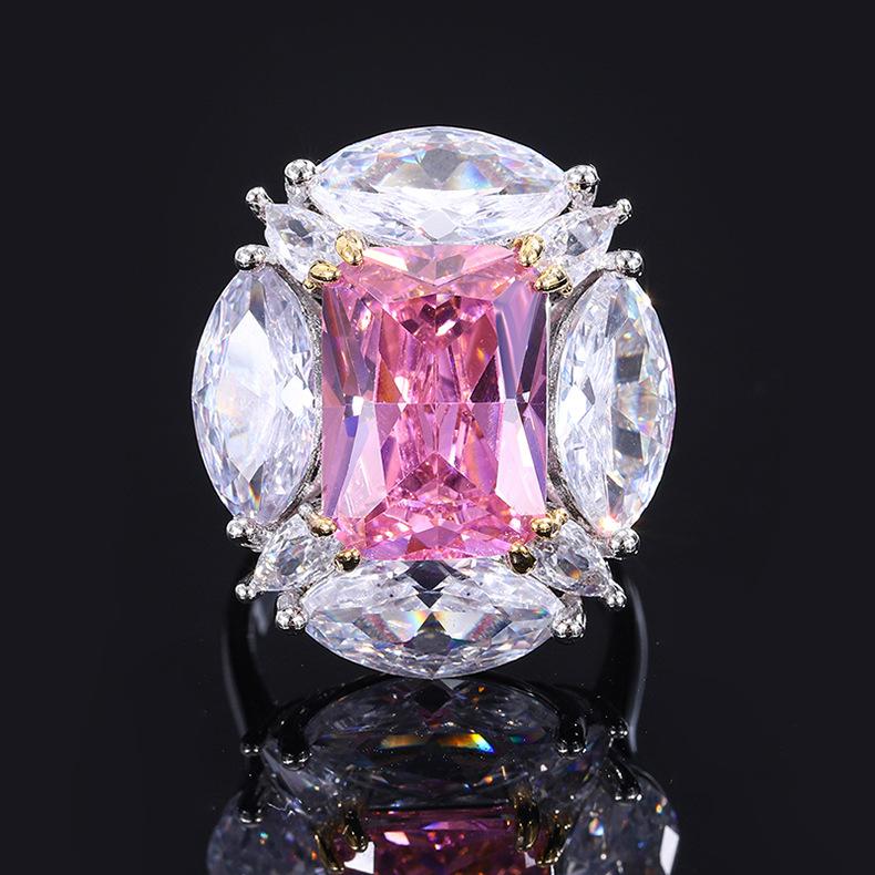 Легкое роскошное цветное кольцо-сокровище высокого класса Параиба с преувеличенным бриллиантом в форме голубиного яйца, слегка украшенное модными бриллиантами с высоким содержанием углерода