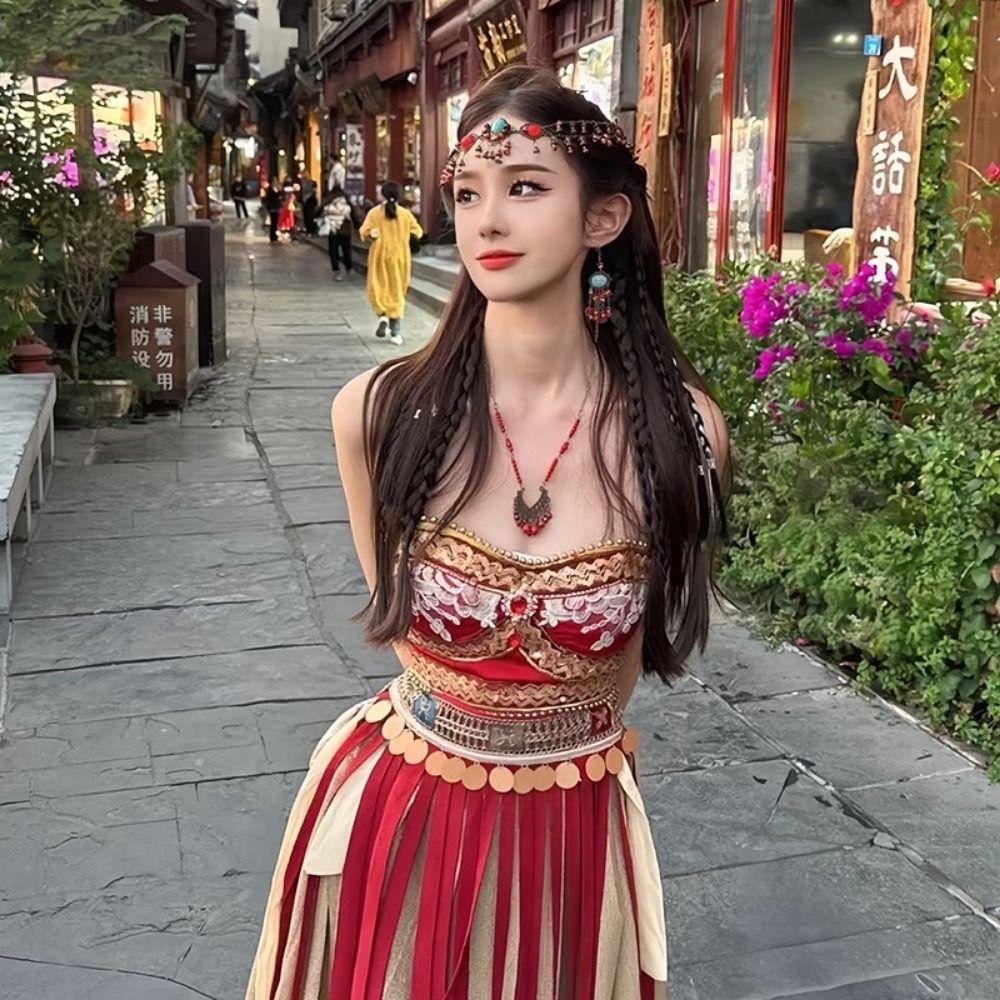 Богемные стили Фестивальная цепочка на лоб Разноцветные бусины Бусины Кисточки Повязки на голову Бохо украшения