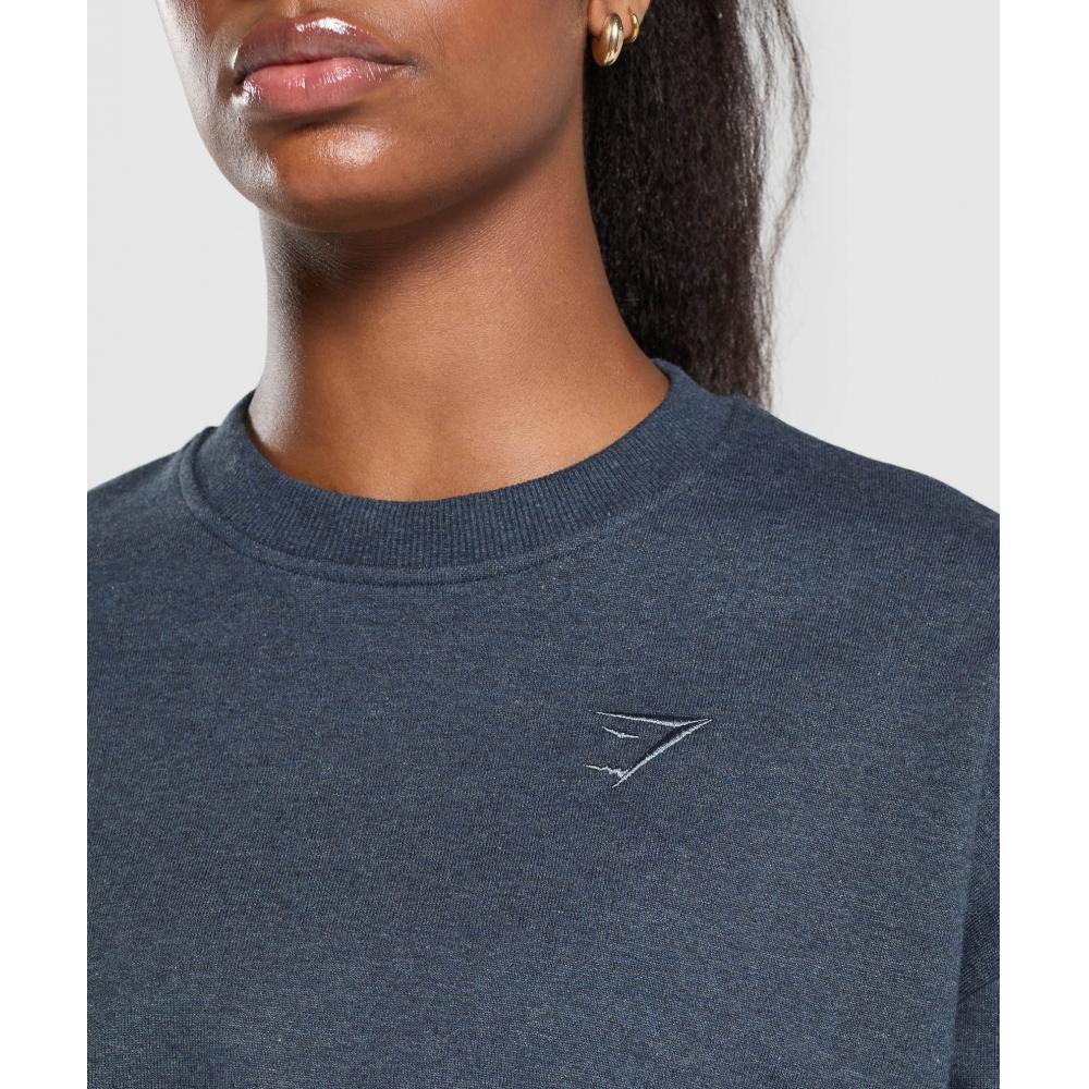 Gymshark Rest Day Sweats Oversized Crew Bros Indigo Blue Marl B8a7a Uc0d