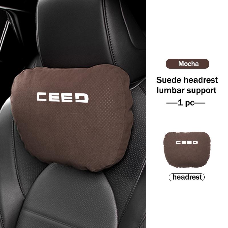 Car Logo Suede Seat Headrest Neck Pillow Soft Comfort Cushion Lumbar Support For KIA Cerato Proceed Venga Stonic Picanto SorentoWL2