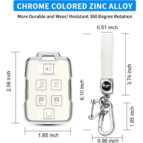 QBUC for Chevy Key Fob Cover,Soft TPU Car Key Case Protector with Leather Keychain Compatible with Chevy Silverado 1500 2500HD 3500HD Tahoe Suburban