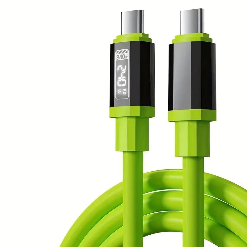Кабель USB C 240 Вт с дисплеем мощности Быстрая зарядка для IPhone 15 16 17 Samsung S24 Xiaomi Huawei Телефоны Кабель Type C 1,5 м
