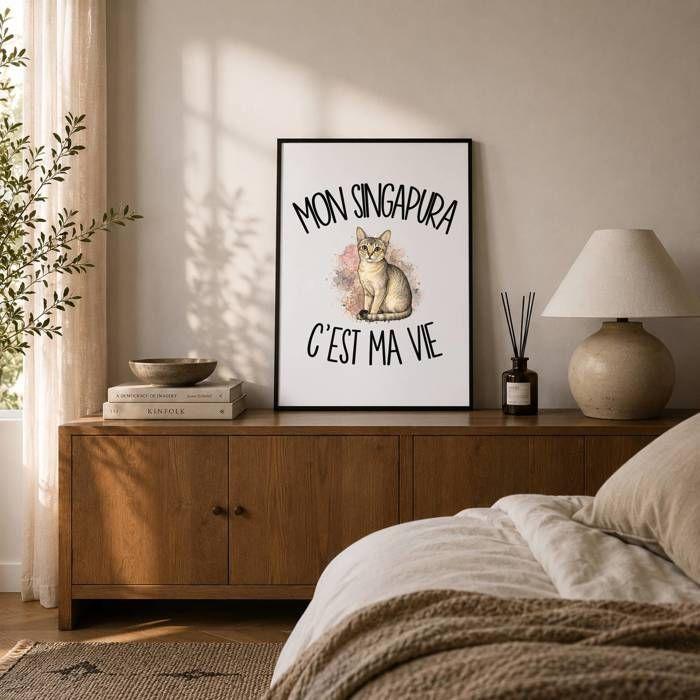 Affiche - PLANETEE - Mon Singapura c'est ma vie - A2 42×59,4 cm - Papier photo 310 g/m² - Finition perlée