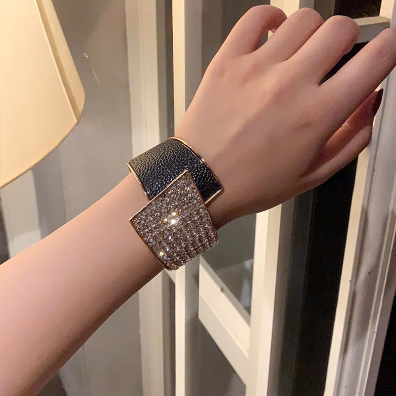 Fashion Personality Zircon Cuff Bracelet Opening Wide Bangle Bracelet Trendy Party Jewelry