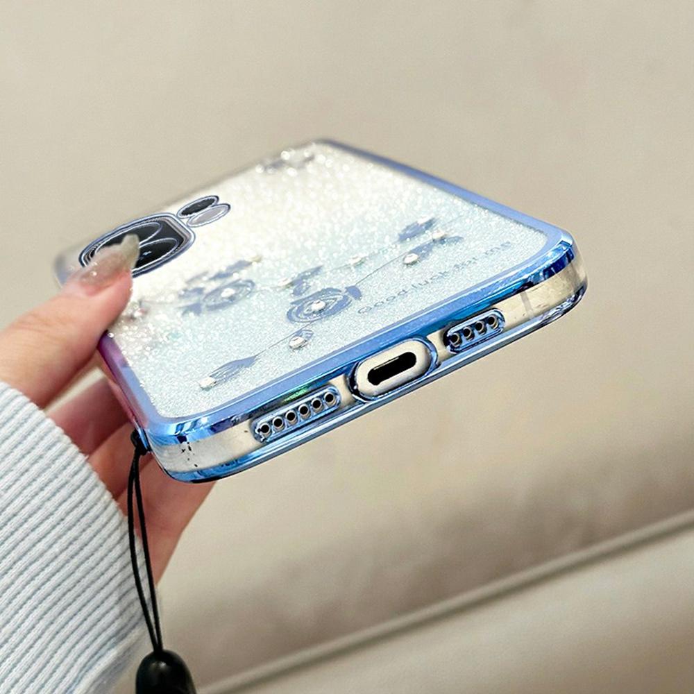 For vivo V60 5G Case Flower Pattern TPU Gradient Phone Cover with Lanyards