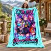 Kpop demon hunters Custom Name Flannel Blanket Personalized Soft Warm Plush Throw Blanket Customized Gift for Family Friends