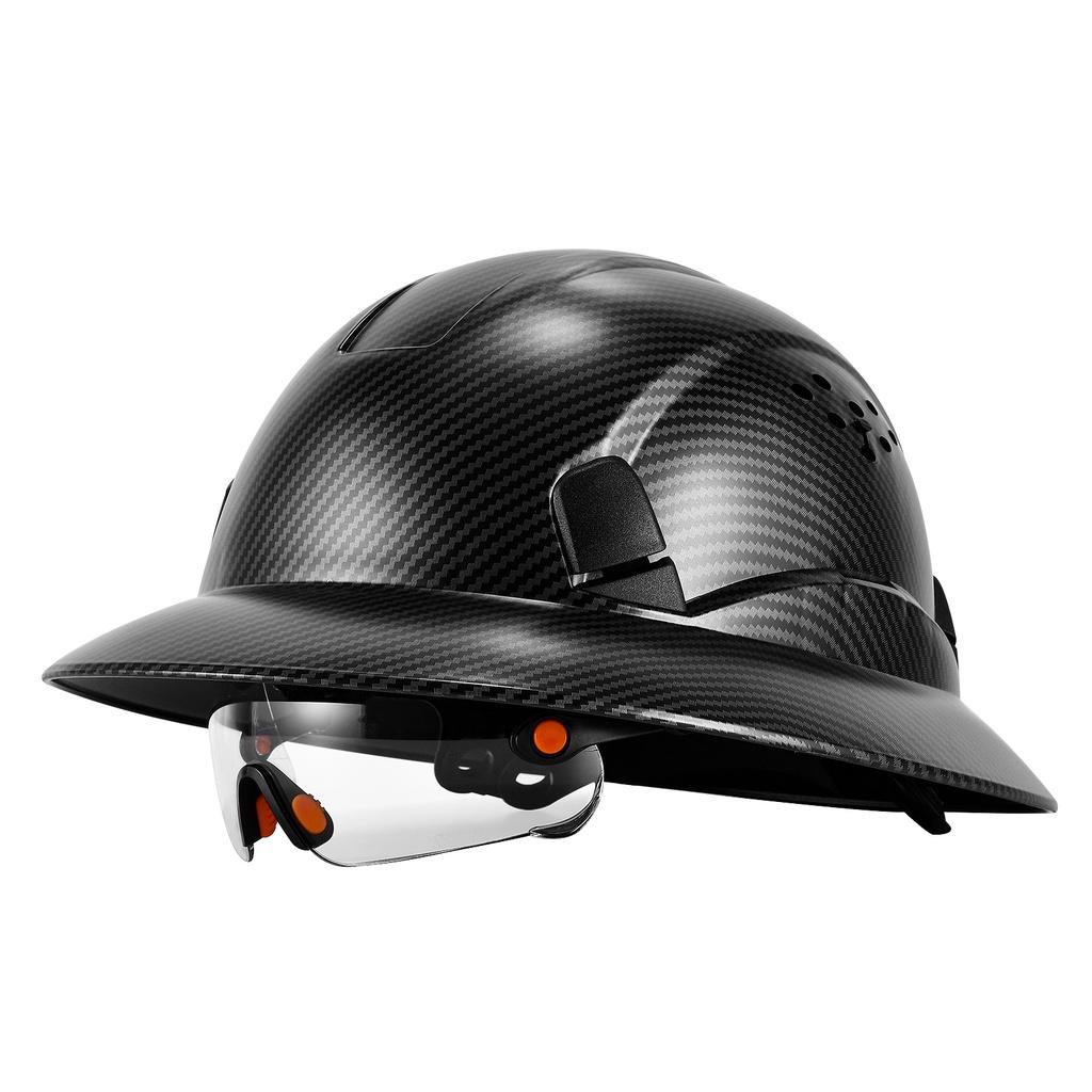 LOEBUCK Новый полнополый защитный шлем из углеродного волокна с очками CE, каска для предотвращения столкновений на строительной площадке GM850