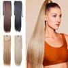 New Super Long Strap Clip Women's Wig Black Brown Long Straight Hair Ponytail Extended Headwear