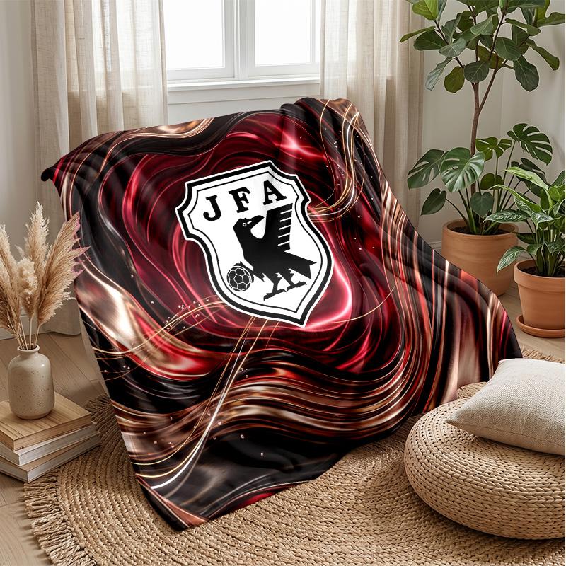 Japan Football Printed Flannel Blanket Skin Friendly Warm Decorative Throw for Indoor Couch Bed Daily Use