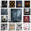 Horrific Shower Curtains Halloween 3D Print Fabric Pastel Waterproof Bathroom Curtain Pumpkin Bat Print Home Decor with Hooks