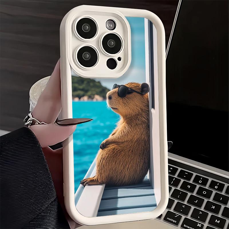 Чехол для телефона iPhone 17 Air 16E 15 16 Pro Max Животное Капибара Милый Чехол 14 Plus 13 12 Mini Мягкий Силиконовый Чехол Fundas