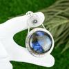 Easter Sale Round Labradorite Gemstone 925 Silver Sister Bezel Pendant Jewelry