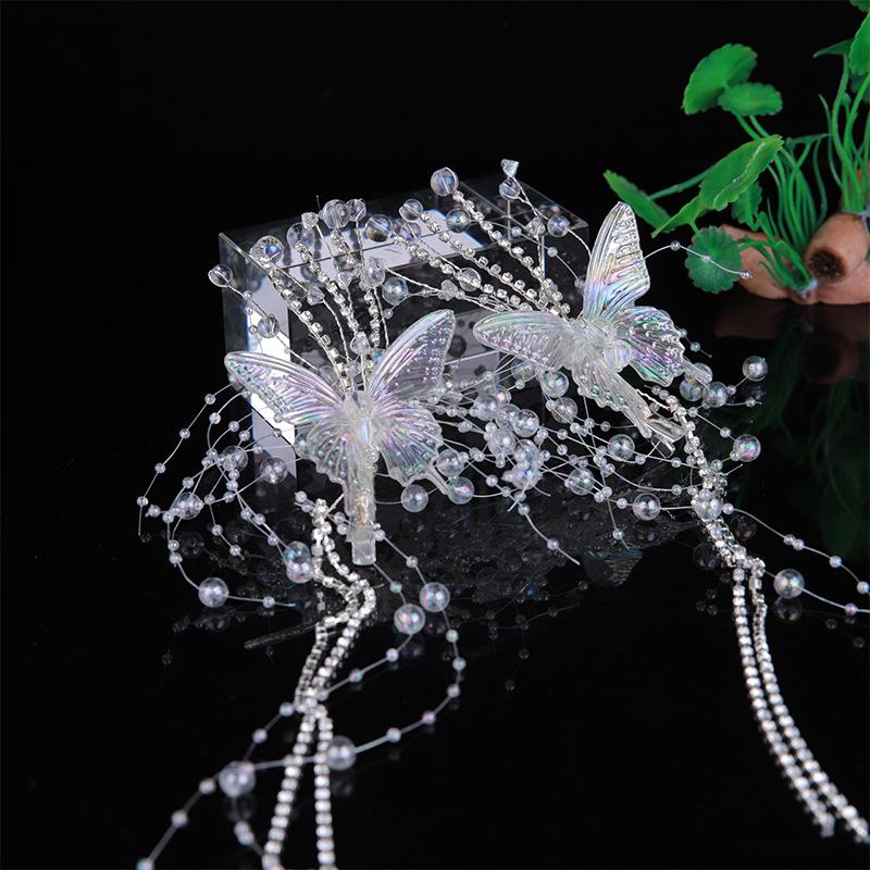 1Pc Korean Simple Jewelry Accessories Butterfly Bead Tassel Hair Pins For Women Girl Silver Color Hair Clip Side Clip