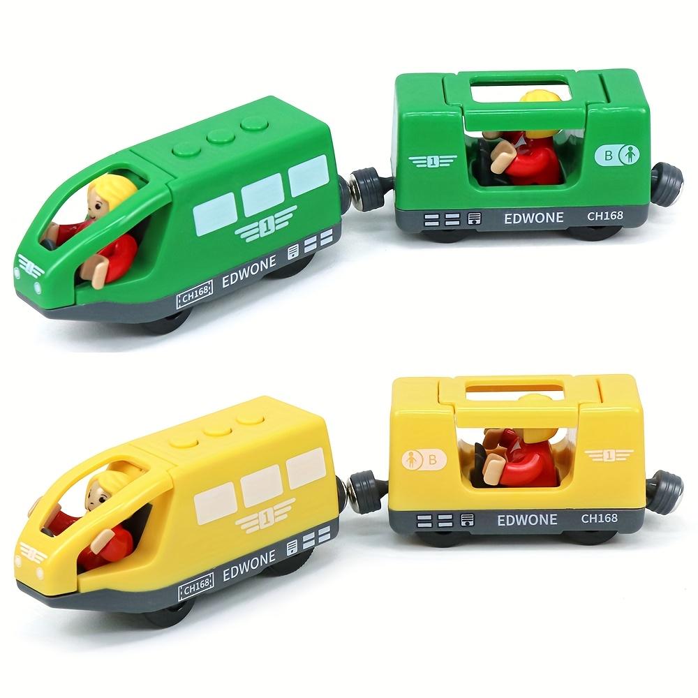 Wooden Train with Driver and Passenger, Compatible with Major Brand Tracks, Available In Multiple Colors