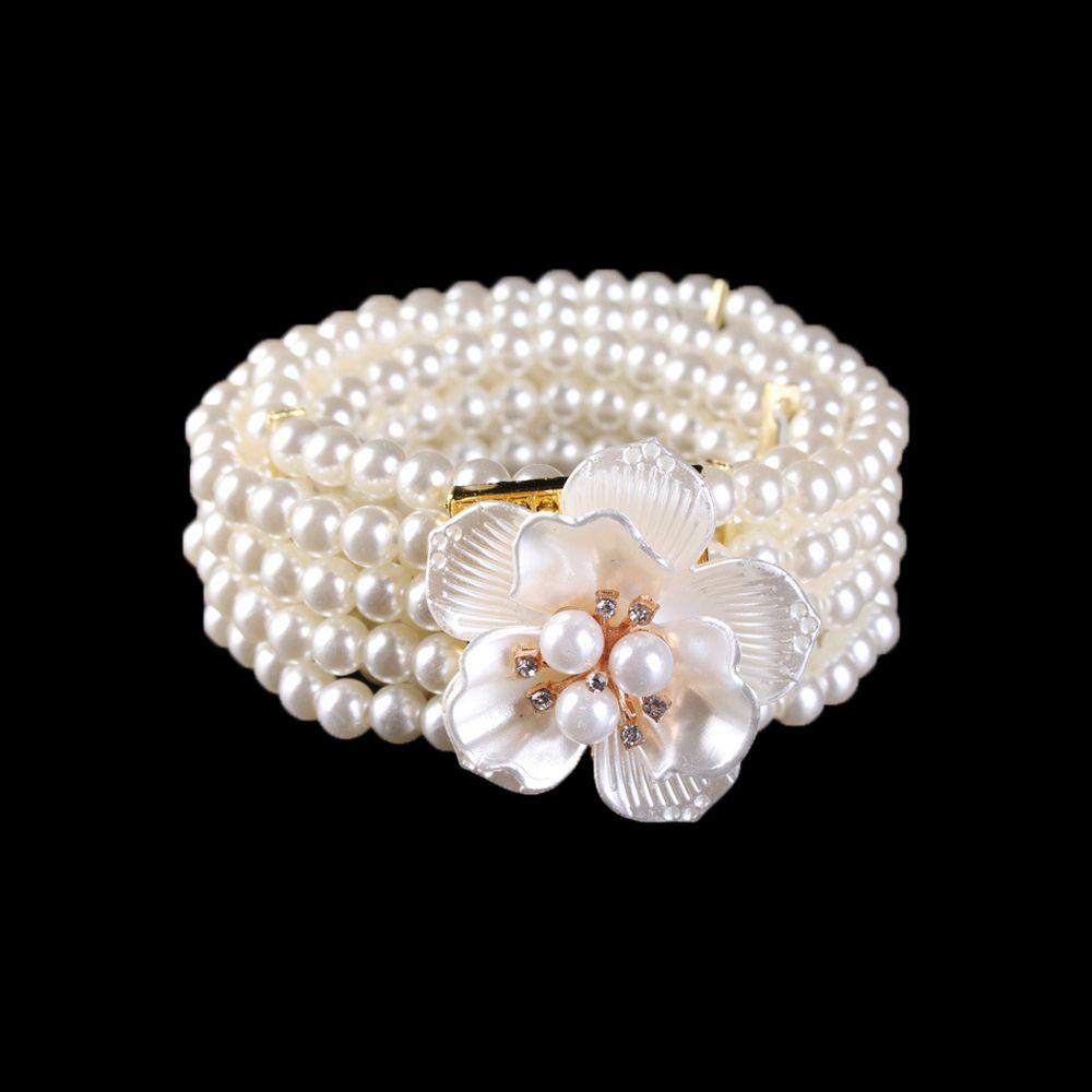 Elastic Metal Buckle Flower For Girls Dress Decoration Faux Pearl Korean Belt Women Waistband