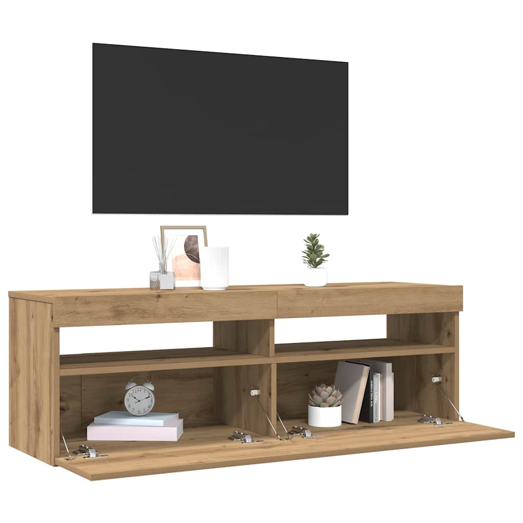 Vidaxl Szafka Pod Tv Z Oświetleniem Led, Dąb Artisan, 120X35X40 Cm