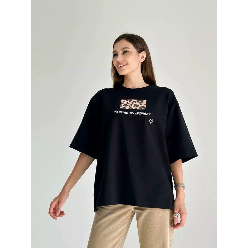 Loose Printed Cotton T-shirt Fashion Style New Arrival Loose Print Short Sleeve Cotton T-shirt Top