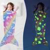 Mermaid Tail Blanket Wear Resistant Friendly To Skin Breathable Luminous Design Plush Flannel Fleece Blanket Toddler Mermaid Toy